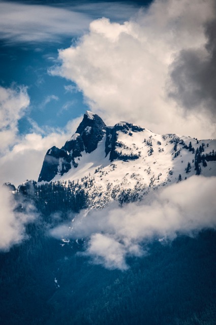 Lions Peak of the mineral-rich Coast Mountain Range bordering Howe Sound.