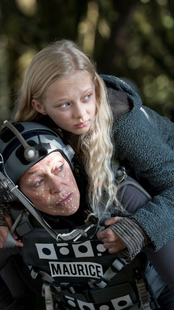 Karin Konoval (Maurice) and Amiah Miller on the set of Twentieth Century Fox's "War for the Planet of the Apes."