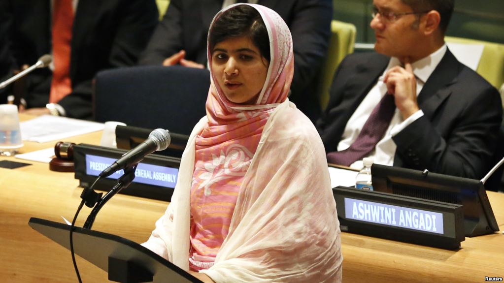 Malala speaks to the United Nations on education for young girls- her first speech since the attack. 