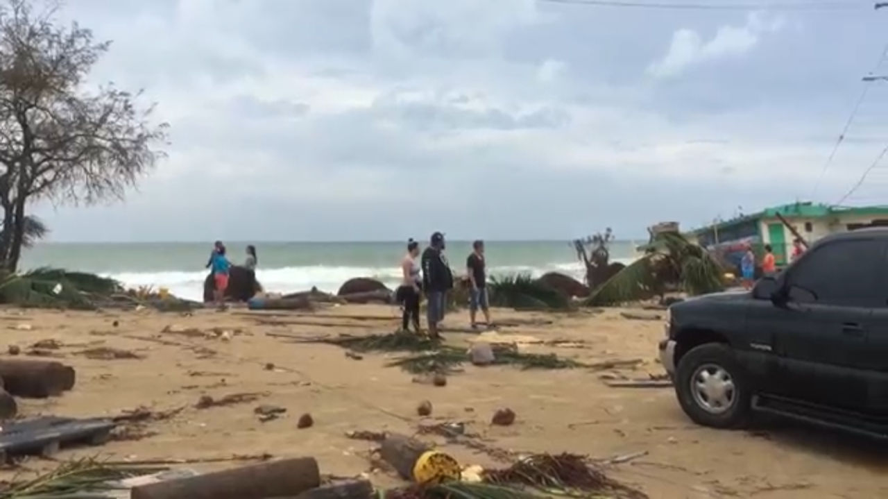 Beach cleanup after Puerto Rico hurricane.